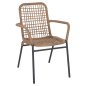 Preview: ALUMINIUMSESSEL ANTHRAZITGESTELL - BEIGES SYNTHETISCHES RATTAN 55,5x58x81Hcm