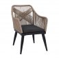Preview: Moderner Outdoor-Sessel "Myrtia" aus Aluminiumrahmen in grauer Farbe, gefüttert mit Strickseil in Beige-Farbton - Nächstes Erscheinungsdatum: 16/05/23
