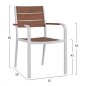 Preview: Aluminum Stuhl SAGA mit Armlehne in weiß mit Polywood 55x56x85cm