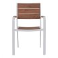 Preview: Aluminum Stuhl SAGA mit Armlehne in weiß mit Polywood 55x56x85cm