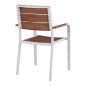Preview: Aluminum Stuhl SAGA mit Armlehne in weiß mit Polywood 55x56x85cm