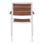 Preview: Aluminum Stuhl SAGA mit Armlehne in weiß mit Polywood 55x56x85cm