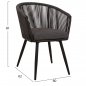 Preview: Sessel "Harriet" in Aluminium anthrazit schwarz mit Seil und Kissen 60Χ62Χ81 cm