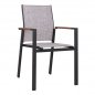Preview: "Miller" Aluminium Sessel in grau mit Textilene & Polywood 56x57x90cm