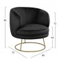 Preview: Cocktailsessel Arien in Schwarz mit goldener Basis