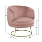 Preview: Cocktailsessel Arien in Rose mit goldener Basis