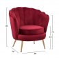 Preview: Luxury cocktail armchair COQUILLE made of velvet in red