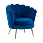 Preview: Luxus Cocktailsessel COQUILLE aus Samt in Farbe Blau