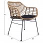 Preview: ARMCHAIR PROFESSIONAL BLACK METAL RATTAN BEIGE & CUSHION 59x61x75cm