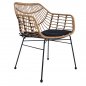 Preview: ARMCHAIR PROFESSIONAL BLACK METAL RATTAN BEIGE & CUSHION 59x61x75cm
