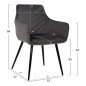 Preview: LATRELL SESSEL GRAU SAMT & SCHWARZE METALLBEINE 55x57x84cm
