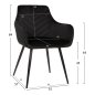 Preview: LATRELL SESSEL SCHWARZ SAMT & SCHWARZE METALLBEINE 55x57x84cm