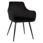 Preview: LATRELL SESSEL SCHWARZ SAMT & SCHWARZE METALLBEINE 55x57x84cm