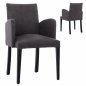 Preview: LIZETTE ARMCHAIR MADE OF GRAY SUEDE FABRIC WITH BLACK WOODEN LEGS 55x58x85 cm