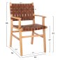 Preview: ARMCHAIR FELIPE TOON WOOD PU LEATHER BROWN 62x59x86 cm