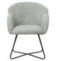 Preview: SESSEL IN PISTAZIEN GRÜN BOUCLE -SCHWARZES METALL.BEINE KREUZ 82x62x72Hm