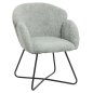 Preview: SESSEL IN PISTAZIEN GRÜN BOUCLE -SCHWARZES METALL.BEINE KREUZ 82x62x72Hm