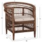 Preview: ARMCHAIR MALAWI MAHOGANY WOOD WITH RATTAN IN BROWN WITH WHITE CUSHION 80x70x86Hcm