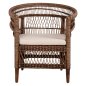 Preview: ARMCHAIR MALAWI MAHOGANY WOOD WITH RATTAN IN BROWN WITH WHITE CUSHION 80x70x86Hcm