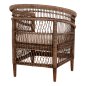 Preview: ARMCHAIR MALAWI MAHOGANY WOOD WITH RATTAN IN BROWN WITH WHITE CUSHION 80x70x86Hcm