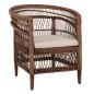 Preview: ARMCHAIR MALAWI MAHOGANY WOOD WITH RATTAN IN BROWN WITH WHITE CUSHION 80x70x86Hcm