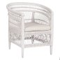 Preview: ARMCHAIR MALAWI MAHOGANY WOOD WITH RATTAN IN WHITE WITH WHITE CUSHION 80x70x86Hcm