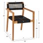 Preview: ARMCHAIR CHARLOTTE TEAK WOOD IN NATURAL & BLACK ROPE 59x54x83Hcm