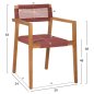 Preview: ARMCHAIR CHARLOTTE TEAK WOOD IN NATURAL & PINK ROPE 59x54x83Hcm