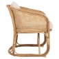 Preview: SESSEL NIKO RATTAN IN NATURPOLIERTER FARBE-WEIßE KISSEN 61x72x75-80Hcm