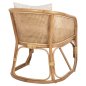 Preview: SESSEL NIKO RATTAN IN NATURPOLIERTER FARBE-WEIßE KISSEN 61x72x75-80Hcm