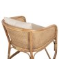 Preview: SESSEL NIKO RATTAN IN NATURPOLIERTER FARBE-WEIßE KISSEN 61x72x75-80Hcm