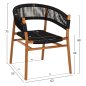 Preview: DINING ARMCHAIR IRVING TEAK WOOD IN NATURAL COLOR AND BLACK ROPE 62x55x75Hcm