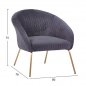 Preview: Joyce armchair in gray velvet with gold metal legs