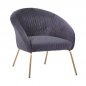 Preview: Joyce armchair in gray velvet with gold metal legs