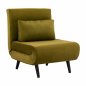 Preview: Sesselbett Braxton aus Samtstoff im Oliventon und schwarzen Holzbeinen