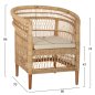 Preview: SESSEL MALAWI MAHAGONIHOLZ MIT RATTAN IN NATÜRLICH MIT WEIßEM KISSEN 80x70x86Hcm