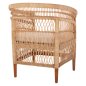 Preview: SESSEL MALAWI MAHAGONIHOLZ MIT RATTAN IN NATÜRLICH MIT WEIßEM KISSEN 80x70x86Hcm