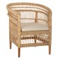 Preview: SESSEL MALAWI MAHAGONIHOLZ MIT RATTAN IN NATÜRLICH MIT WEIßEM KISSEN 80x70x86Hcm