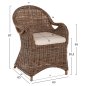 Preview: SESSEL KEYLA BRAUNES RATTAN-ECRU-KISSEN 63x65x87Hcm