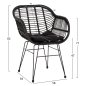 Preview: SESSEL MIT SITZKISSEN METALLRAHMEN ALLEGRA SCHWARZ AUS GEFLOCHTENEM RATTAN