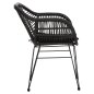 Preview: SESSEL MIT SITZKISSEN METALLRAHMEN ALLEGRA SCHWARZ AUS GEFLOCHTENEM RATTAN