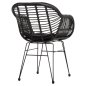 Preview: SESSEL MIT SITZKISSEN METALLRAHMEN ALLEGRA SCHWARZ AUS GEFLOCHTENEM RATTAN