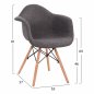 Preview: Armchair with wooden legs and grey fabric MITRO 63x57x81 cm