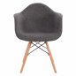 Preview: Armchair with wooden legs and grey fabric MITRO 63x57x81 cm