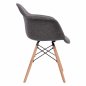 Preview: Armchair with wooden legs and grey fabric MITRO 63x57x81 cm