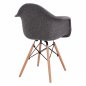 Preview: Armchair with wooden legs and grey fabric MITRO 63x57x81 cm