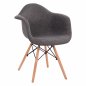 Preview: Armchair with wooden legs and grey fabric MITRO 63x57x81 cm