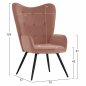 Preview: CRAWLEY ARMCHAIR WITH FOOTWEAR ROSE VELVET 70x57x103 cm