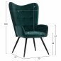 Preview: CRAWLEY ARMCHAIR WITH FOOTWEAR DARK GREEN VELVET 70x57x103 cm