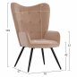 Preview: Homexperts Set Sessel & Hocker Ulla Sessel "Crawley" mit Fußhocker aus beigem Samt 70x57x103 cm